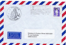 32817# MARIANNE BRIAT 10 Francs LETTRE Obl 975 ST PIERRE ET MIQUELON 1998 PHILATELIE NANCY MEURTHE MOSELLE - Briefe U. Dokumente