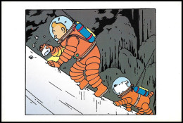 Double Carte Pliante/Dubbele Vouwkaart** - Tintin / Kuifje / Tim / Tintin - On A Marché Sur La Lune / Mannen Op De Maan - Bandes Dessinées