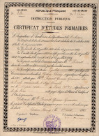 VP22.197 - Acdémie De LILLE X CHATEAU - THIERRY 1915 -  Certificat D'Etudes Primaires - Melle PREVOST D' AZY - BONNEIL - Diploma & School Reports