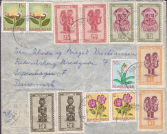 Ruanda-Urundi Par Avion USUMBURA 1954 Mult. Franked Cover Brief Lettre COPENHAGEN Denmark (2 Scans) - Lettres & Documents