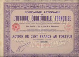 LOT DE 5 ACTIONS DE 100 FRS -COMPAGNIE LYONNAISE DE L'AFRIQUE EQUATORIALE FRANCAISE   ANNEE 1928 - Miniere