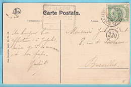 CP Ruines Montaigle Ambulant NAMUR MANAGE BRUXELLES 1 Juin 1906 Avec Obl Rectangulaire FALAEN ! - Ambulants