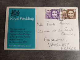 Great Britain 1973 FDC Royal Wedding Princess Anne And Captasil Mark Phillips - 1971-1980 Decimal Issues