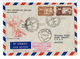 1958. YUGOSLAVIA,SLOVENIA,MARIBOR,AIRMAIL,SPECIAL COVER & CANCELLATION: FIRST INTERNATIONAL STAMP EXHIBITION,TO AUSTRIA - Luftpost