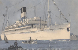 Lamport & Holt Line TSS Vandyke Post WW2 Ship Advert Postcard - Ferries