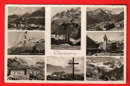 DBA-03  Champéry  Cabane Planachaux Culet  Planachaux, Multivues. Cachet Téléphérique. Circulé 1947 Dériaz 8845 - Champéry