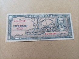 Billete De Cuba De 10 Pesos, Año 1956, Serie AA - Cuba