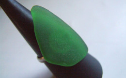 Fête Des Mères, Bague Verte Femme, Verre De Mer Naturel, Bijou Nature, Bague Minimaliste, Cadeau Unique Pour Elle, Annea - Anillos