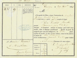 1854 De Limoges DELAGE Père &  Fils ROULAGE TRANSPORT Lettre De  VOITURE BALLOT DE FLANELLES > Revert Montlieu  Charente - 1800 – 1899