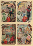 Chromos - Decoupis Gaufres - Chocolat Poulain - Timbres Poste - Suisse Russie Italie - Poulain