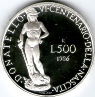 REPUBBLICA  1986  DONATELLO  Lire 500 AG - Commemorative