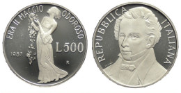 REPUBBLICA  1987 GIACOMO LEOPARDI  Lire 500 AG - Gedenkmünzen