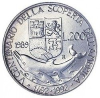 REPUBBLICA  1989  COLOMBO DITTICO   Lire 200 + 500 AG - Commémoratives