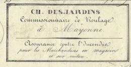 1841  ENTETE DESJARDINS Mayenne Mayenne ROULAGE TRANSPORT LETTRE DE VOITURE  BALLE DE TOILE > Revers à Montlieu Charente - 1800 – 1899