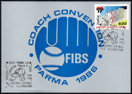 Delcampe - ITALIA PARMA 1986 - 1° RADUNO NAZIONALE ALLENATORI BASEBALL E SOFTBALL - CARTOLINA UFFICIALE - A - Baseball
