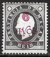 Macao Macau – 1902 King Carlos Surcharged 6 Avos Over 5 Réis Mint Stamp - Gebraucht