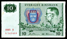 A8 SUEDE    BILLETS DU MONDE   BANKNOTES  10 KRONOR 1985 - Suède