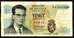 A8 BELGIQUE    BILLETS DU MONDE   BANKNOTES  20 FRANCS 1964 - Sonstige & Ohne Zuordnung