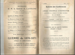 COMPARAISON ENTRE LES MATERIELS D ARTILLERIE ALLEMAND ET FRANCAIS ; L AVIATION A LA FIN DE 1910 - Autres & Non Classés
