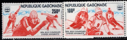 TT0607 Gabon 1976 Winter Olympics Speed Skating 2V Engraved Plate MNH - Gabon (1960-...)