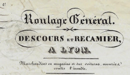 1835 ENTETE DESCOURS & RECAMIER Lyon  ROULAGE TRANSPORT LETTRE DE VOITURE  Caisse Chandelles Pour Tapier Seleizan V.SCAN - 1800 – 1899