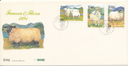 Ireland FDC 3-9-1991 Flora Fauna SHEEPS Complete Set Of 3 With Cachet - FDC