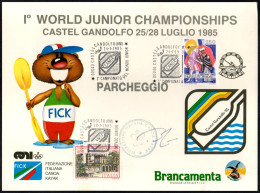 CANOEING - ITALIA CASTELGANDOLFO (RM) 25 E 28.07.1985 1° CAMPIONATO DEL MONDO JUNIOR CANOA - CONTRASSEGNO PARCHEGGIO - A - Canoe