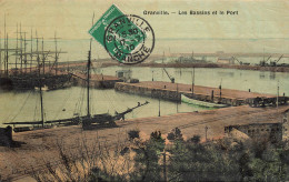 Granville * Les Bassins Et Le Port * Cpa Toilée Colorisée - Granville
