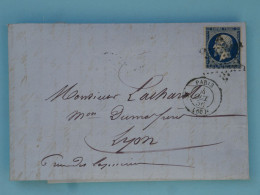BT10 FRANCE   BELLE LETTRE   1856 ETOILE DE PARIS A LYON  +N°14+ AFFRANCH INTERESSANT - 1853-1860 Napoléon III