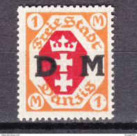 Danzig 1921,Mi.Dienst 11 V,ABART/PF,Punkt Hinter Rechter Unterer Wertziffer 1,Postfrisch Mit Falz(D2934) - Dienstmarken