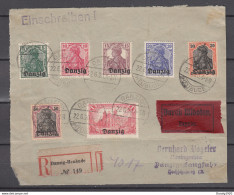 Danzig 1920,Mi 1,2,3,4,5,7,8,auf Einschreibebrief Mit Eilboten(Mi 3 ABART,PF(D2473) - Cartas & Documentos