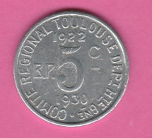 Haute Garonne - Toulouse - 5 Centimes - 1922/1930 - Union Latine - Noodgeld