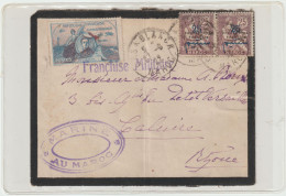 6693 Vignette Guynemer - Marine Au Maroc - FM + Casablanca - Devant De Lettre Caluire Et Cuire 1922 - Lettres & Documents
