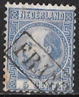 Blauw Haaltje Voor De 5 In 1867 Koning Willem III 5 Cent Blauw Type II NVPH 7 II A - Variétés Et Curiosités