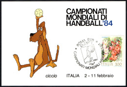 PALLAMANO - ITALIA ROMA 1984 - CAMPIONATI MONDIALI DI HANDBALL '84 - CARTOLINA UFFICIALE - MASCOTTE - A - Hand-Ball