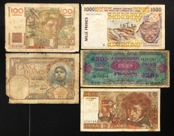 FRANCIA FRANCE + Algerie Afrique De L'ouest 5 Banknotes LOTTO.3844 - 20 F 1980-1997 ''Debussy''
