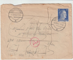 6698 Lettre Cover 1943 Adolf HITLER LAUCHHAMMER WW2 CENSURE CENSORED ZENSUR CACHET AE HUREL ABBE VIGNON LYON - Brieven En Documenten