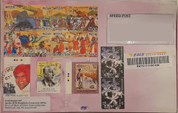 INDIA 2018 9 Stamps  Franked On Registered Speed Post Cover As Per Scan - Brieven En Documenten