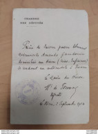 Laisser Passer Entête Chambre Des Députés Signé Maire Du Heron Seine Inferieure Septembre 1914 Militaria - Documents