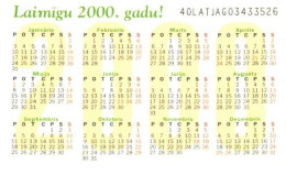 Latvia:Used Phonecard, Lattelekom, 5 Lati, Calendar 2000, 2001 - Lettonie