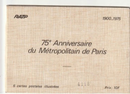 6 CP Marianne De BEQUET 75 Ième Anniversaire Du Metropolitain De PARIS 30/06/1975  Dans Sa Pochette - Overprinter Postcards (before 1995)