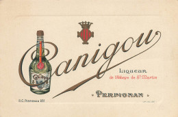 Perpignan * Liqueur CANIGOU , Abbaye De St Martin * Carte De Visite Ancienne Publicitaire Format CPA - Perpignan