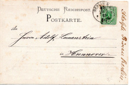 66661 - Deutsches Reich - 1879 - 3Pfge EF A DrucksKte BERLIN -> Hannover - Briefe U. Dokumente