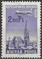 HUNGARY 1968 Air. 50th Anniv Of Budapest–Vienna Airmail Service - 2f60 - Ilyushin Il-18 Over St Stephen's Cathedral FU - Oblitérés