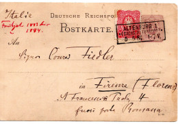 66672 - Deutsches Reich - 1884 - 10Pfge A 5Pfg GAKte ALTENBURG -> Firenze (Italien) - Lettres & Documents