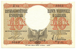 10 LEK REGNO D'ITALIA E ALBANIA BANCA NAZIONALE D'ALBANIA LUGLIO 1940 SUP - Sin Clasificación