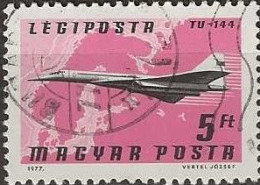 HUNGARY 1977 Air. Tupolev Tu-144 - 5fo. - Black And Mauve FU - Oblitérés