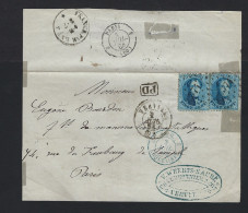 1864 Briefstuk Met 2 X 20 Cent Van VERVIERS Naar Parijs ; Detail & Staat Zie 2 Scans !  LOT 254 - 1849-1865 Médaillons (Autres)