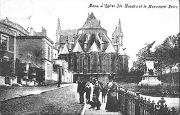 Belgique - Hainaut - Mons - L'Eglise Ste. Waudru Et Le Monument Dolez - Mons