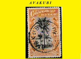 (°) AVAKUBI BELGIAN CONGO / CONGO BELGE CANCEL STUDY [B] COB 052 (1909 Monolingual Issue) - Errors & Oddities